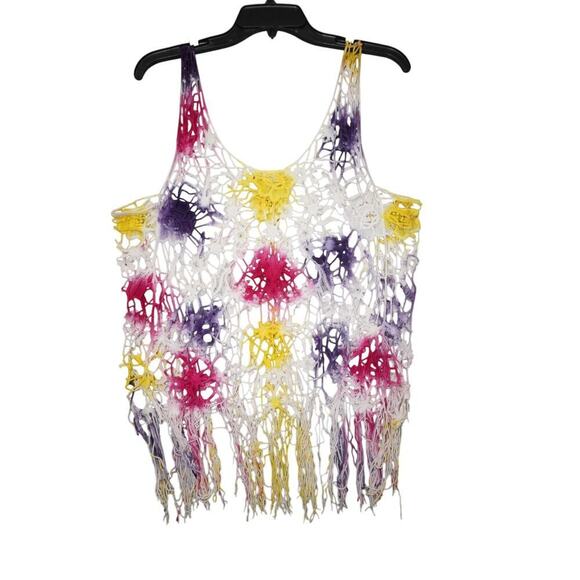 Vivid Collection of NY Tie-Dye Crochet Fringe Tank Top – Size Large - Picture 3 of 4